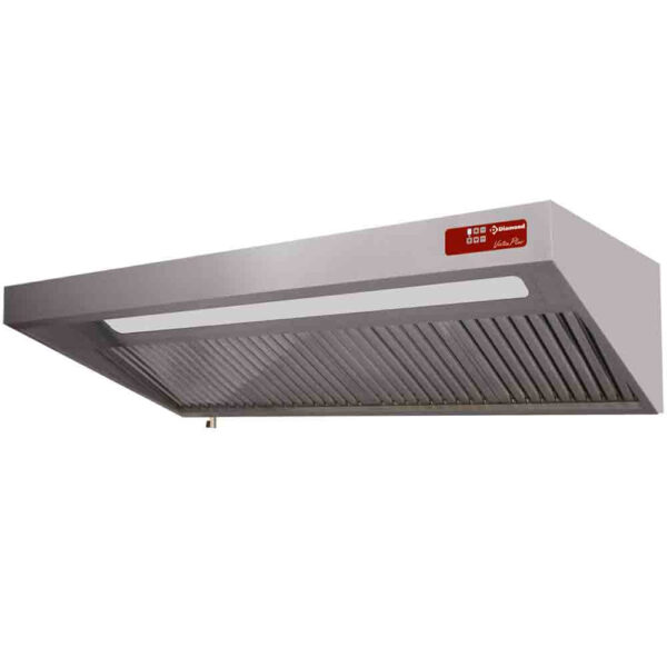 Emhætte, (7/7-1500 M3/t) 120 Pa, belysning, variator, 3x filtre